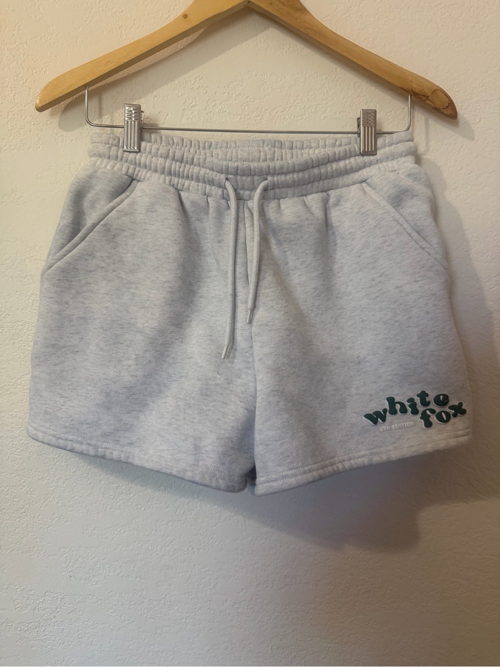 White Fox 6th Edition Lounge Light Grey Logo Sweatshorts - Size S